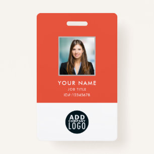 Employee Photo Name Badge Custom Barcode Logo ID Badge