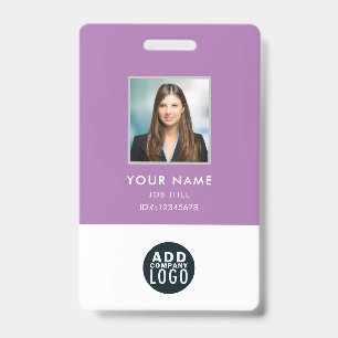 Employee Photo Name Badge Custom Barcode Logo ID Badge