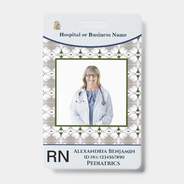 Employee Photo Name Bar Code Logo Custom ID Badge (Front)