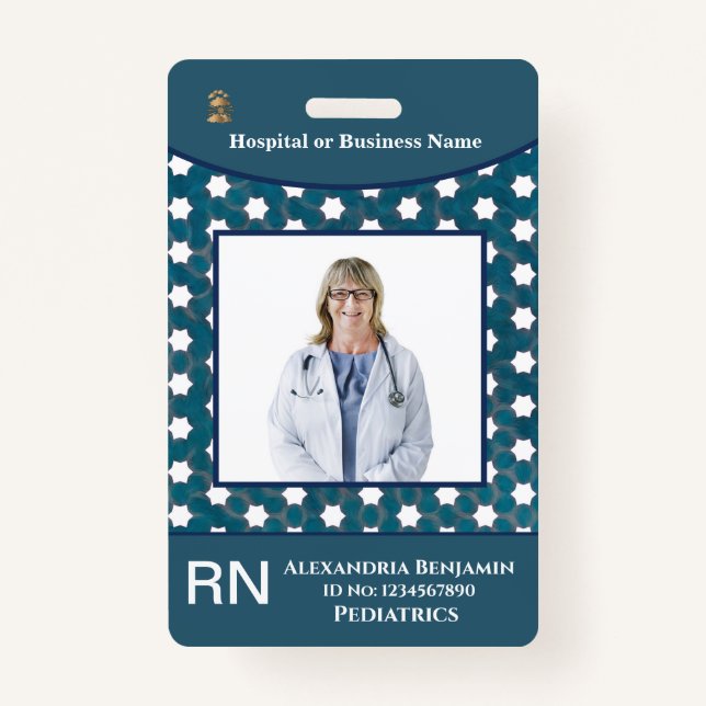 Employee Photo Name Bar Code Logo Custom ID ID Badge (Front)