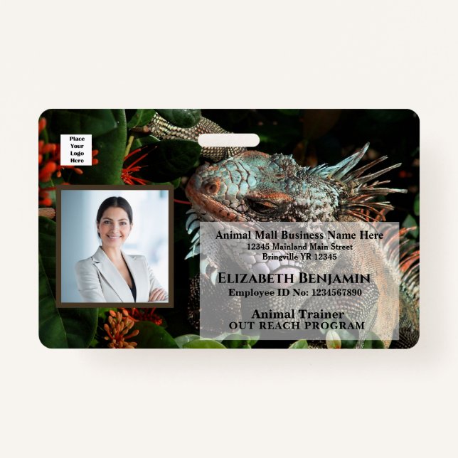 Employee Photo Name Logo Bar Code Business Badge ID Badge (Front)