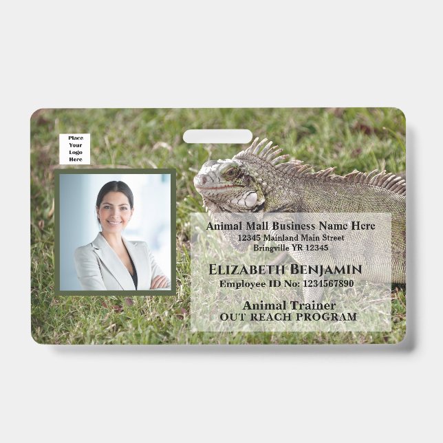 Employee Photo Name Logo Bar Code Business ID Badge (Front)