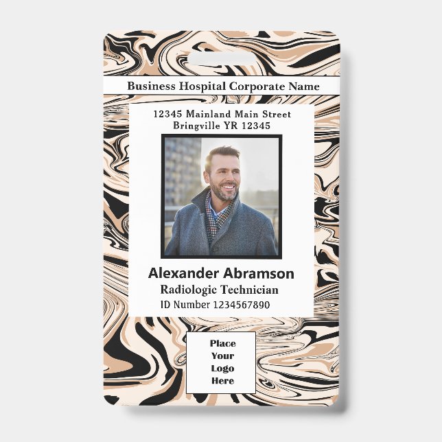 Employee Photo Name Logo Bar Code Custom Badge ID Badge (Front)
