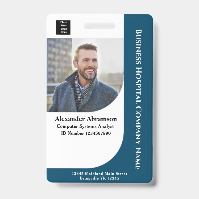 Employee Photo Name Logo Bar Code ID Card Custom  Badge (Front)