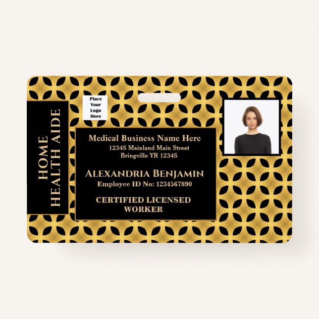 Employee Photo Name Logo Bar Code ID Custom ID Badge (Front)