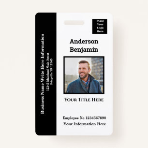 Employee Photo Name Logo ID Card Bar Code Custom ID Badge