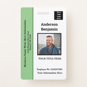 Employee Photo Name Logo ID Card Bar Code Personal ID Badge
