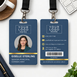 Employee Photo Name Logo Metallic ID Badge
