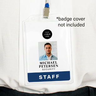 Employee photo name security ID company logo navy Badge