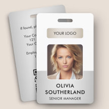 Employee Photo QR Code Business Logo Silver ID