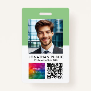 Employee Photo QR Code Company Logo Name Tags ID Badge