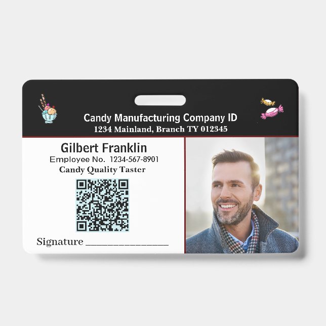  Employee Photo QR Code ID Identification Custom Badge (Front)
