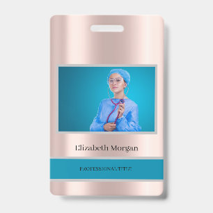 Employee Photo Rose Gold Elegant ID Badge