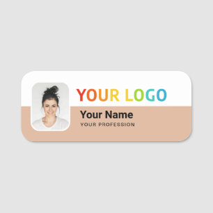 Employee Pin Name Tag or Magnetic with Logo, Photo
