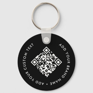 Employee QR Code Black Business Logo Keychain
