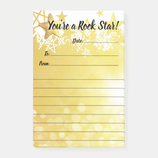 Employee recognition award rock star post-it notes (Front)