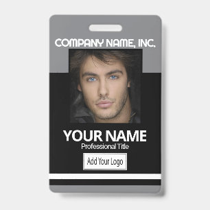 Employee / School Photo Badge - Black and Grey ID Badge