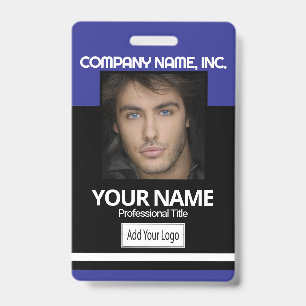 Employee / School Photo Badge - Blue & Black ID Badge