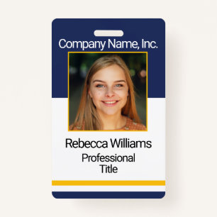 Employee / School Photo Badge - Navy and Gold ID Badge