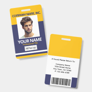 Employee / School Photo Badge- YW-Gold & Navy Blue ID Badge