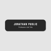Employee Staff Name Tags Modern Black And White