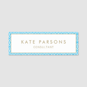 Employee Tag Pretty Blue Border