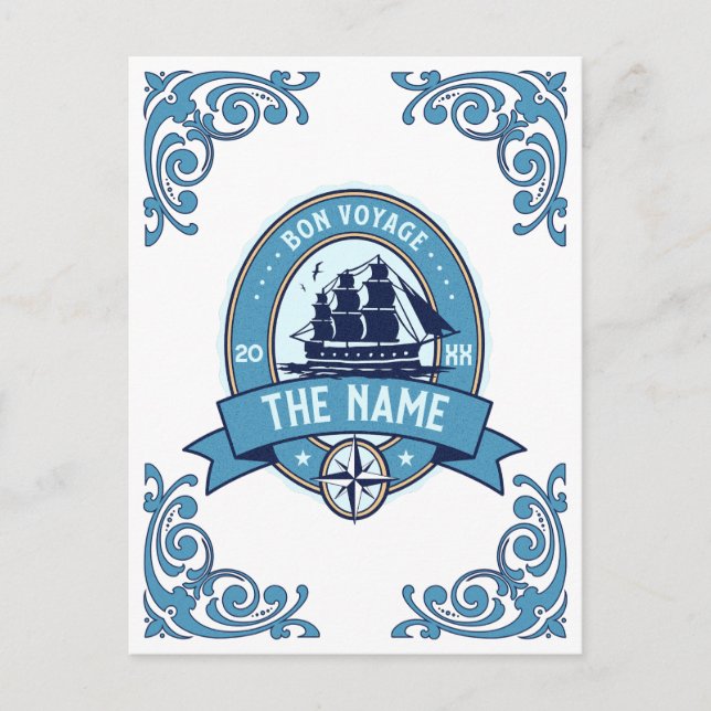 Employee thank you Bon Voyage Farewell Postcard (Front)