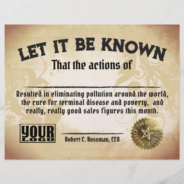 Employee top sales funny work certificate award (Front)