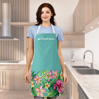 Employee Tropical Flower Border Apron