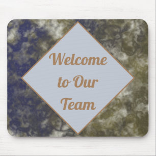 Employee Welcome Blue Gold Abstract Professional Mouse Pad