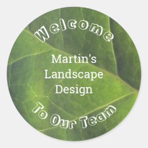 Employee Welcome Bright Green Leaf Professional Classic Round Sticker
