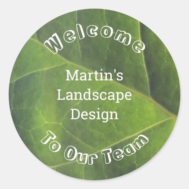 Employee Welcome Bright Green Leaf Professional Classic Round Sticker (Front)