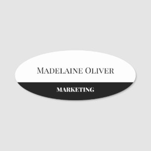 Employee White Black Simple Name Tag