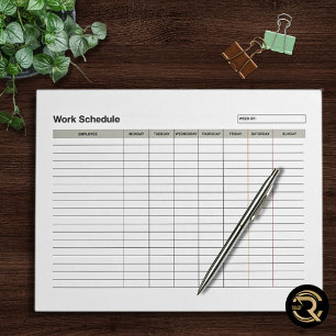 Employee Work Schedule Notepad