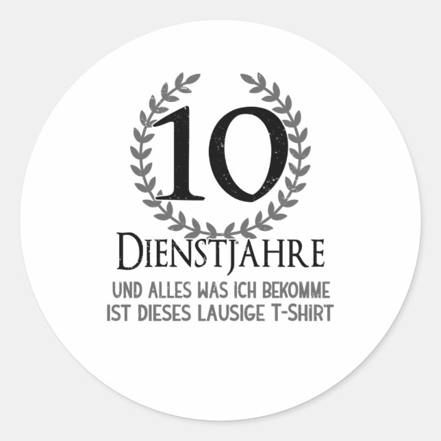 Employees 10 Year Company Anniversary Company Classic Round Sticker (Front)