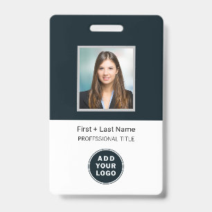 Employee's Photo Company Logo, Barcode Custom Name ID Badge