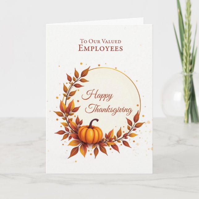 Employees Thanksgiving Appreciation Modern Pumpkin Card (Front)