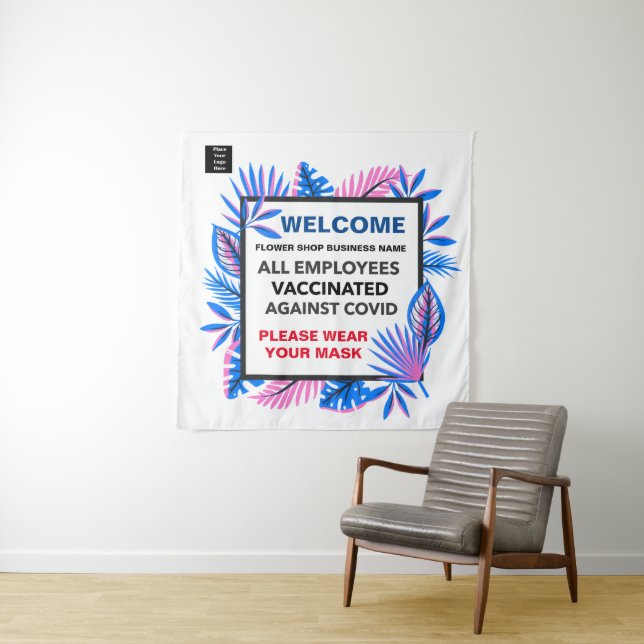  Employees Vaccinated Welcome Tapestry Backdrop (In Situ (Horizontal))