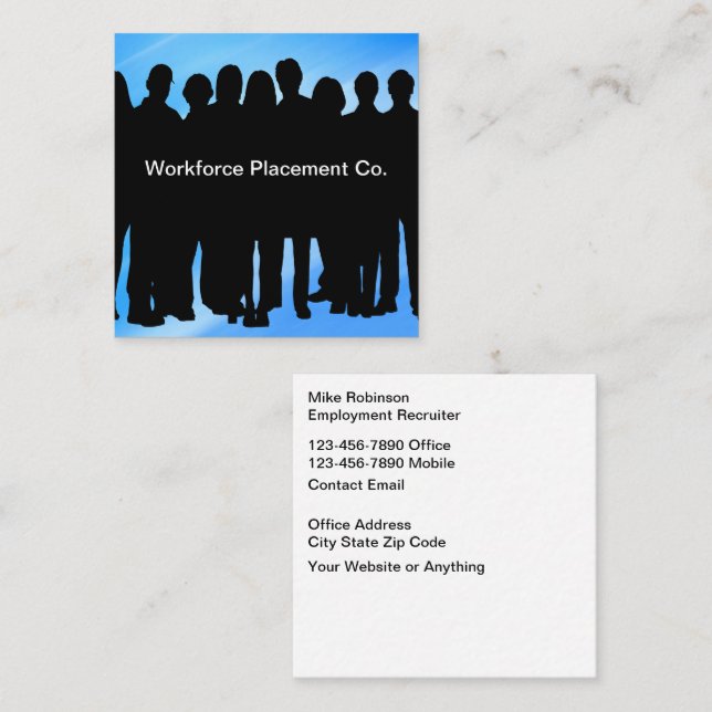 Employment Agency Work Job Placement Square Business Card (Front/Back)