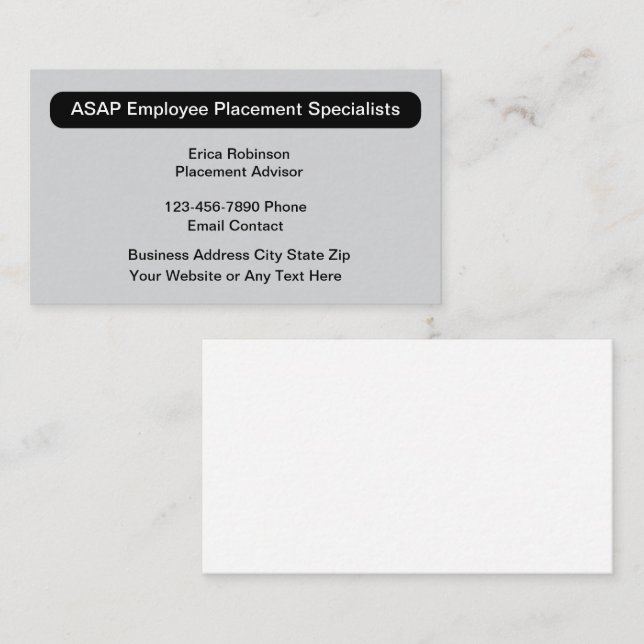 Employment Placement Specialist Business Card (Front/Back)