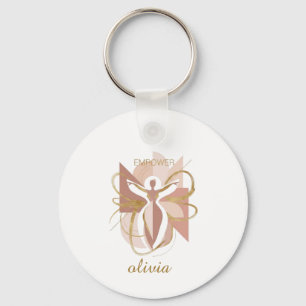 Empower Abstract Golden Woman Silhouette Art Key Ring