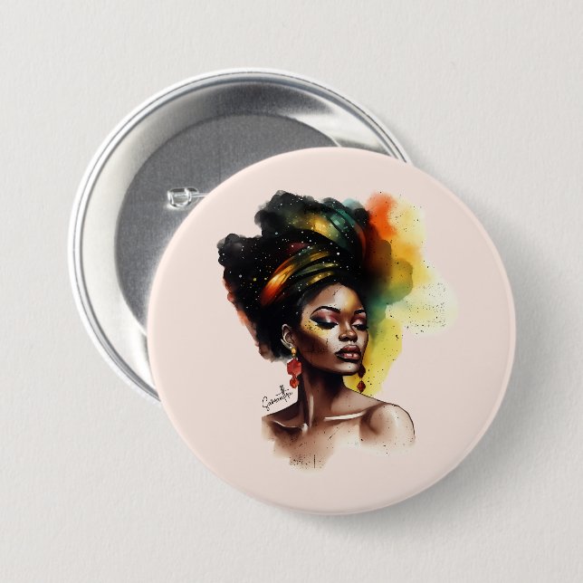 Empowered African-American Woman (2) 7.5 Cm Round Badge (Front & Back)