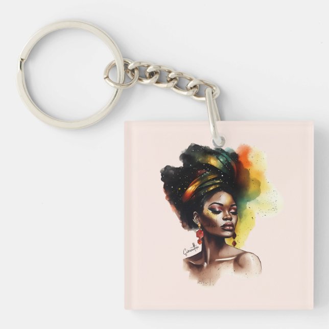 Empowered African-American Woman (2) Key Ring (Front)