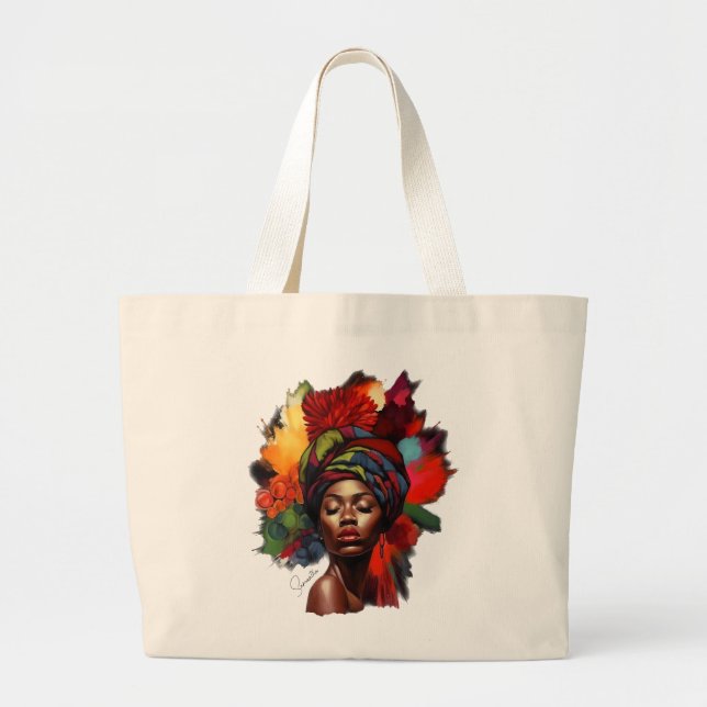Empowered African-American Woman Large Tote Bag (Front)