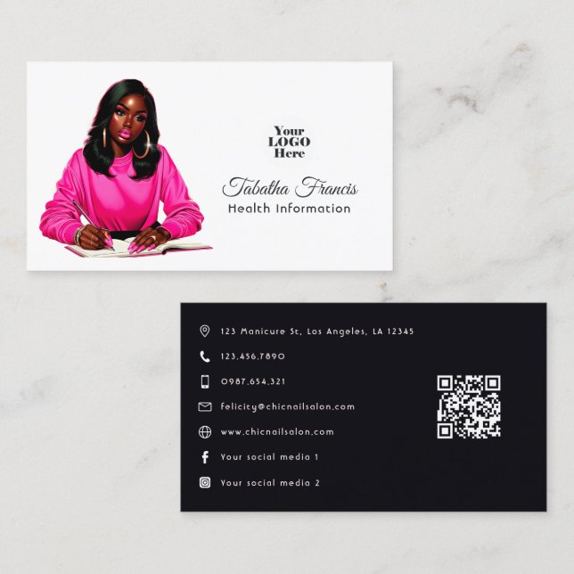 Empowered Afro Black Woman Leadership Artwork Business Card (Front/Back)