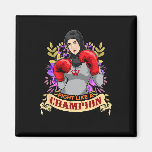 Empowered Arab Hijab Woman Boxing Kickboxing Girl  Magnet