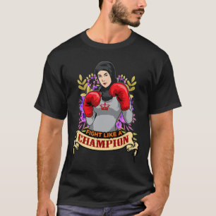 Empowered Arab Hijab Woman Boxing Kickboxing Girl  T-Shirt