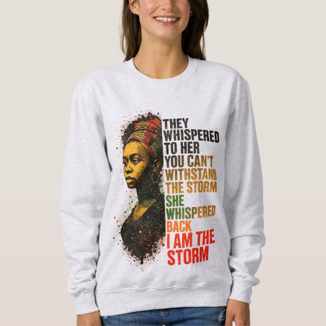 Empowered Black Woman In Bold Pan-African Colours Sweatshirt (Front)