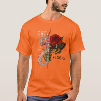 Empowered Elegance: Flower, Red Snake, Butterfly,  T-Shirt
