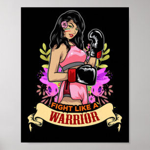 Empowered Latina Woman Boxing Kickboxing Girl Fitn Poster